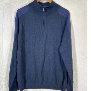 Calvin Klein Men’s‎ XL Merino Wool Blend Blue/navy/gray 1/4 Zipped